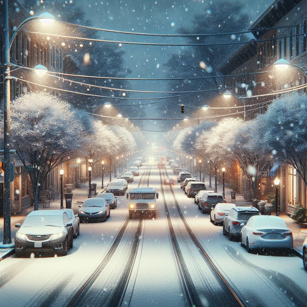 Snow-covered Asheville streets