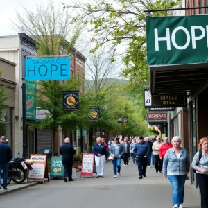 Local Asheville business owners collaborating and supporting each other post hurricane