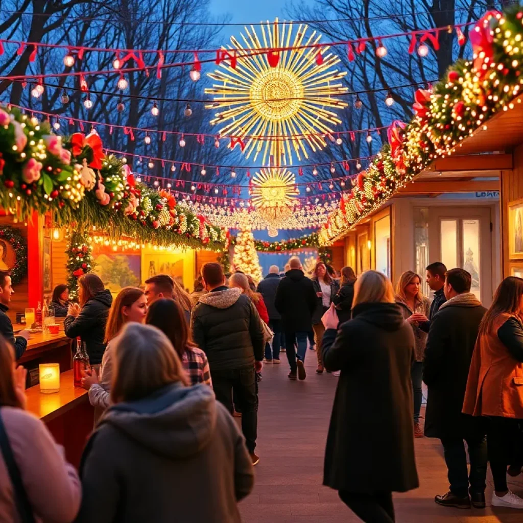 People celebrating the holidays in Asheville with pop-up bars and art exhibits.