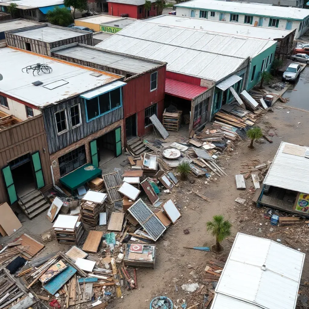 Devastated River Arts District in Asheville after Hurricane Helene