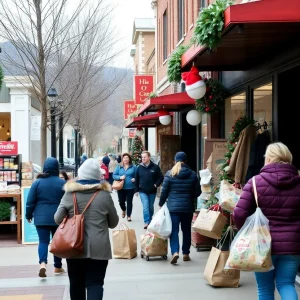 Shoppers in Asheville's Tanger Outlets returning items after Christmas