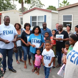 Families receiving FEMA aid in mobile homes after Hurricane Helene