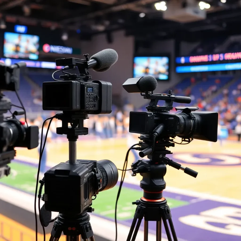 Broadcasting equipment for live sports at UNC Asheville