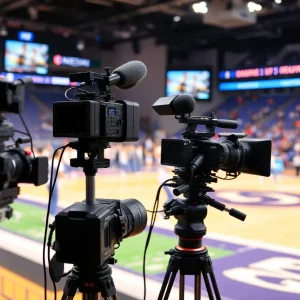 Broadcasting equipment for live sports at UNC Asheville