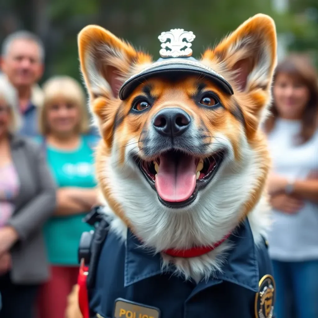 Officer Kora, a therapy dog, interacting with community members in Asheville.