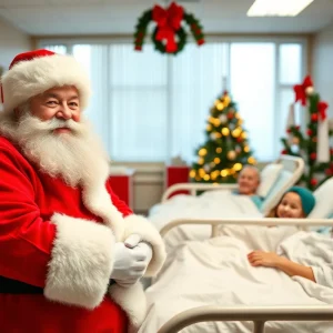 Santa Claus spreading holiday cheer at Asheville hospital