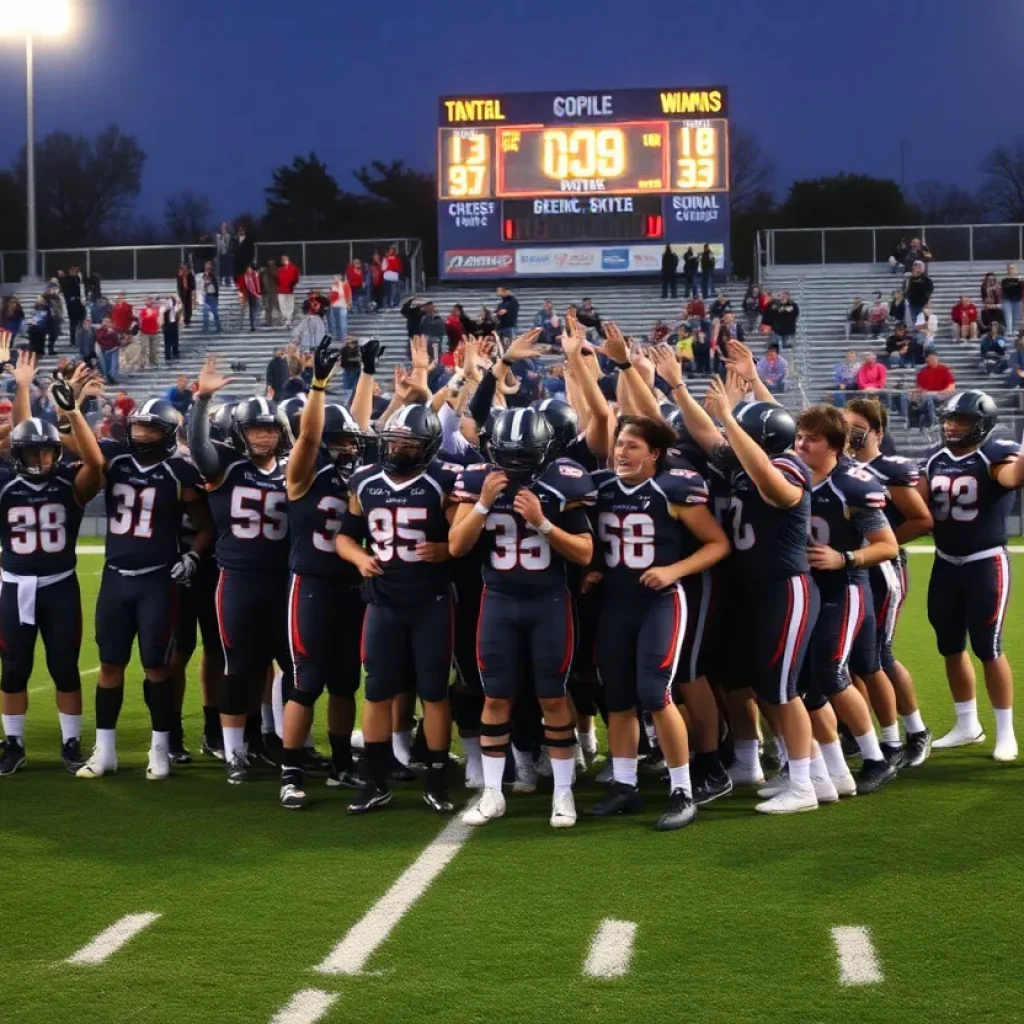 Weddington High School football team celebrating their victory