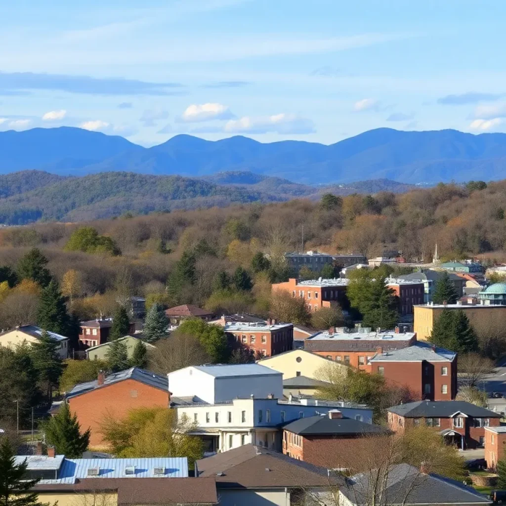 Scenic view of Asheville, NC with Blue Ridge Mountains