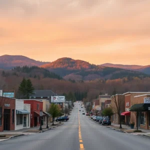 View of Asheville streets with closed businesses