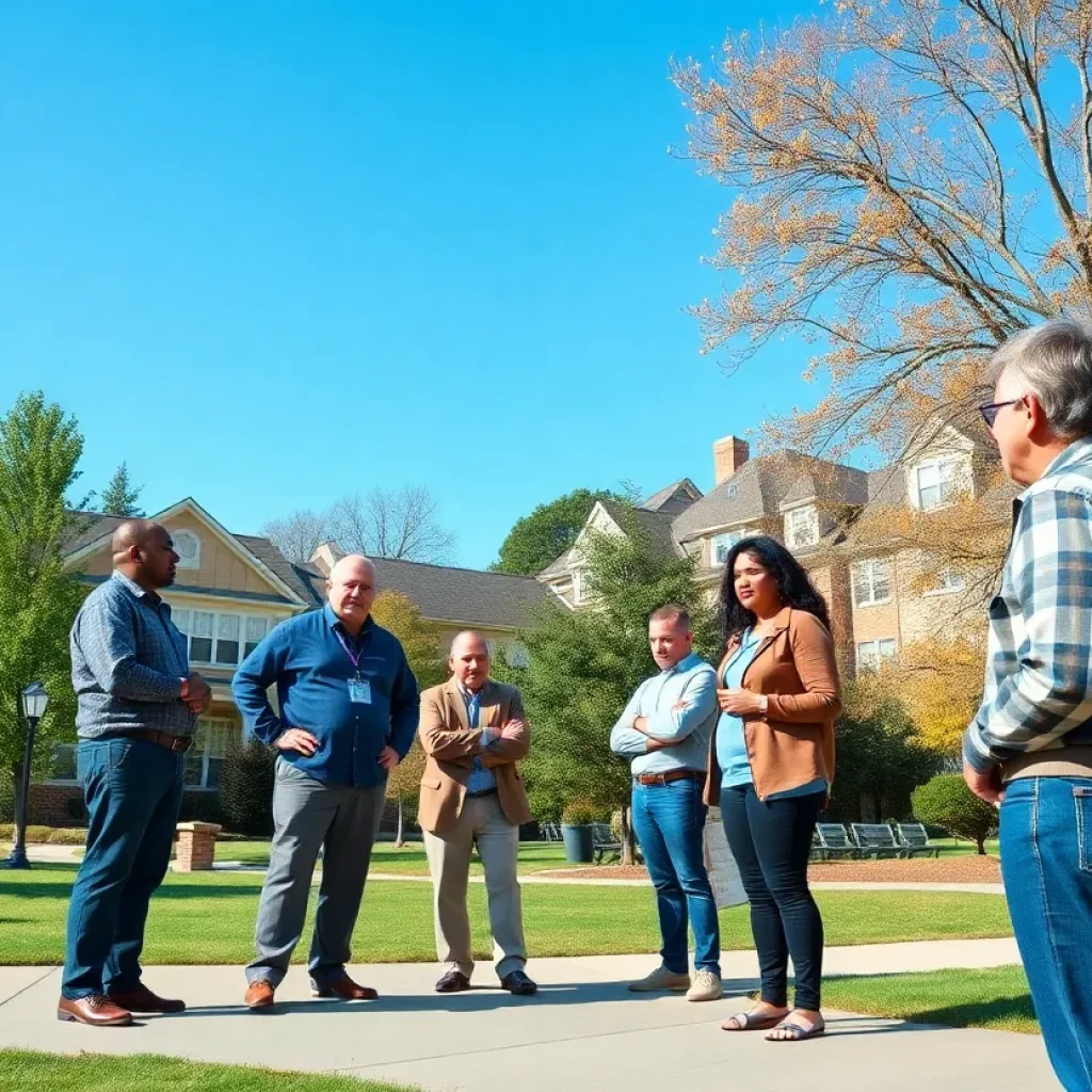 Residents of Asheville expressing concern in a community park