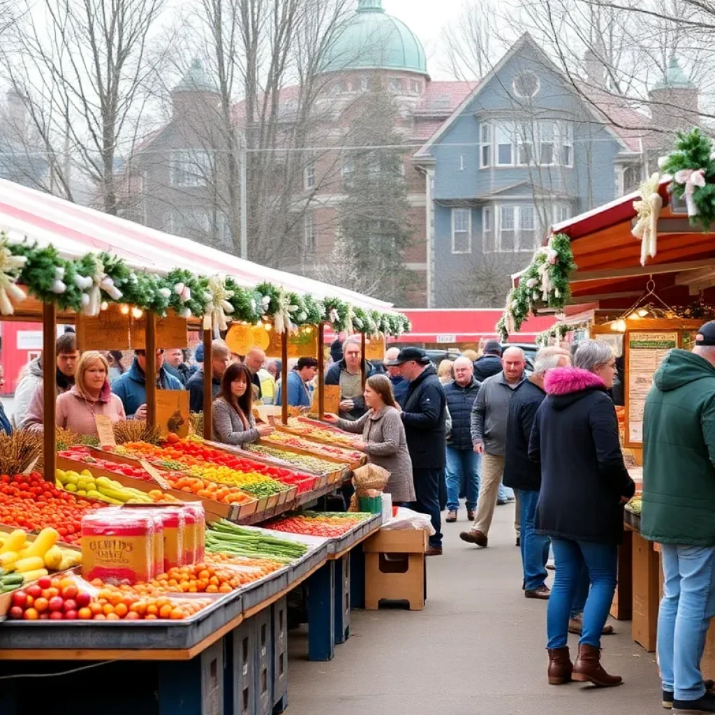 A winter farmers market in Buncombe County featuring fresh produce and artisan foods.