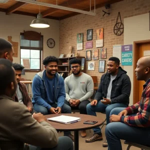 Young men participating in mentorship programs at a community center in Asheville