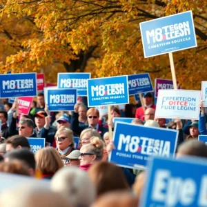 Crowd at an election campaign rally