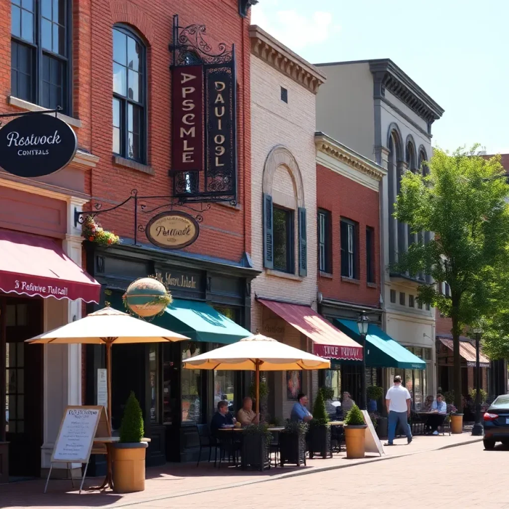 Vibrant downtown Asheville showcasing shops and restaurants.