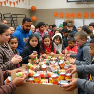 Community members participating in USC Upstate food drive