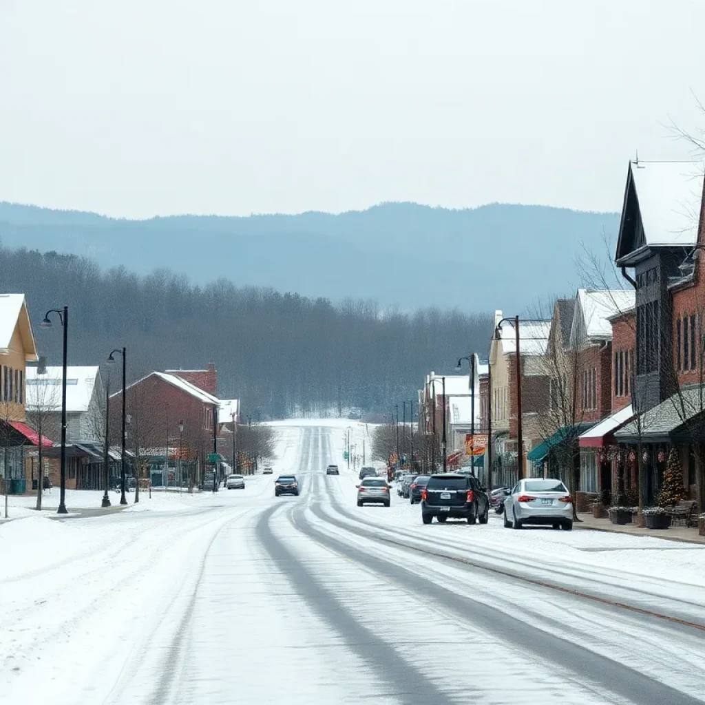 A snowy scene in Western North Carolina showcasing community resilience.