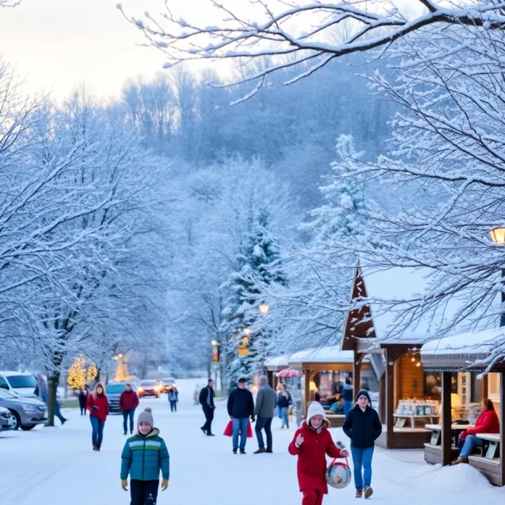 Snow-covered landscape in Asheville