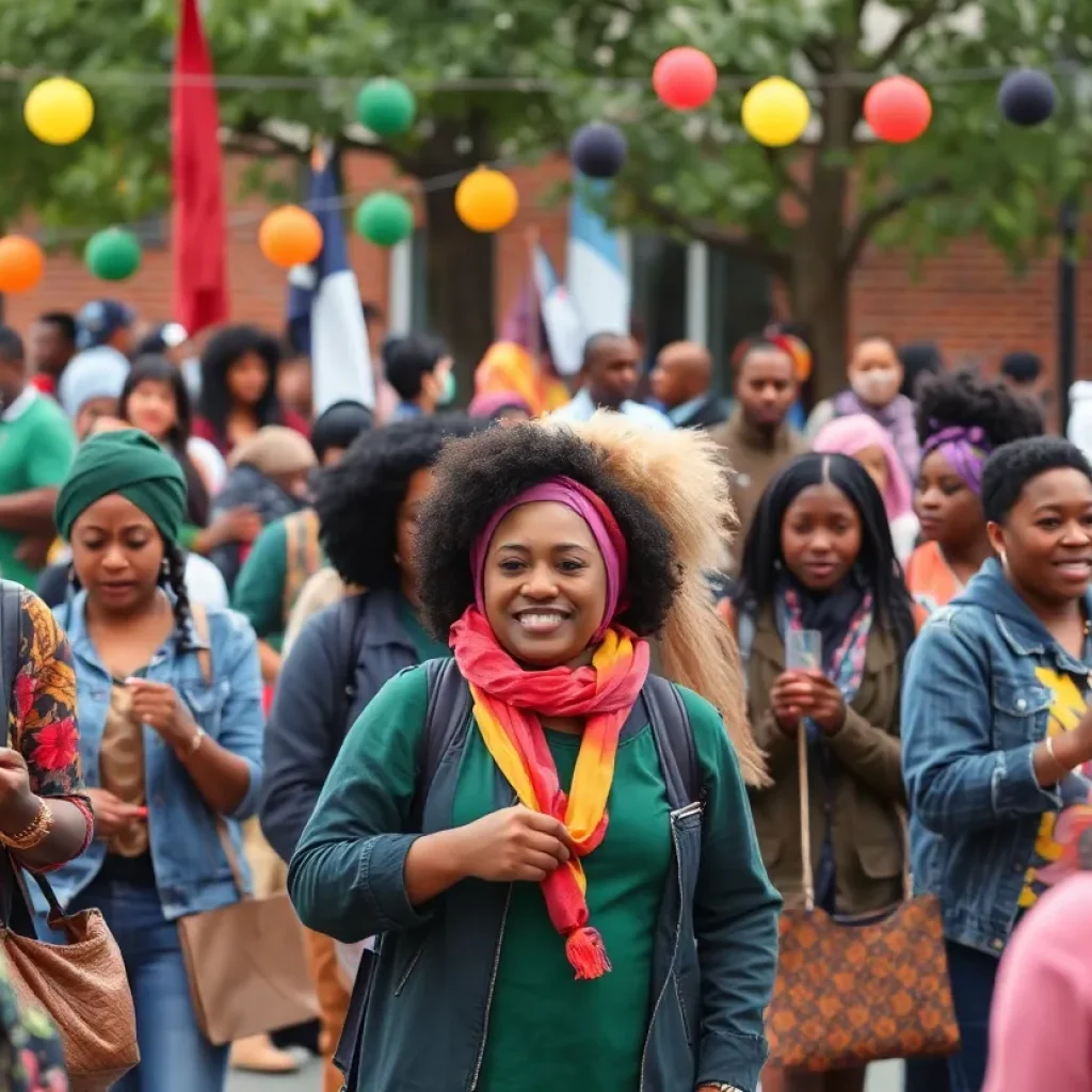 Community members celebrating Black History Month in Asheville, participating in cultural events and activities.