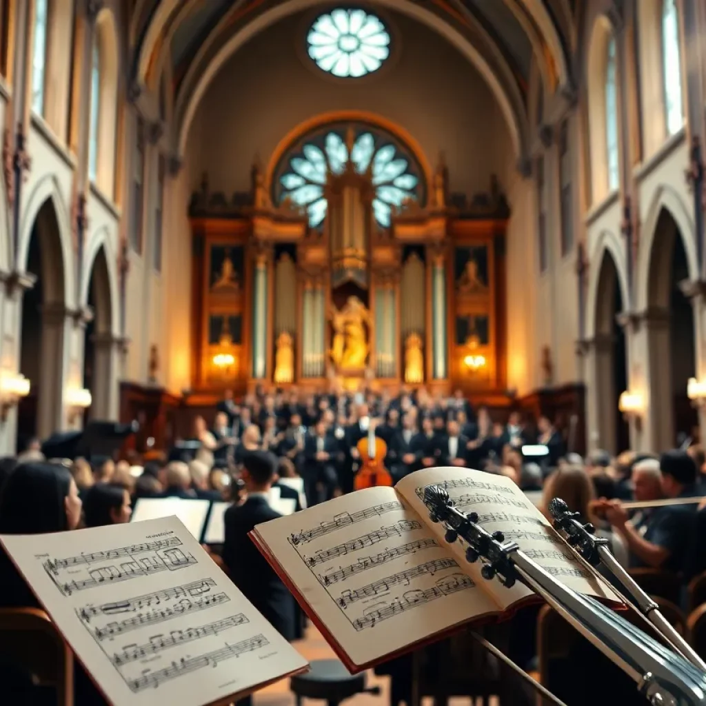 Orchestra performing at the Asheville Symphony concert