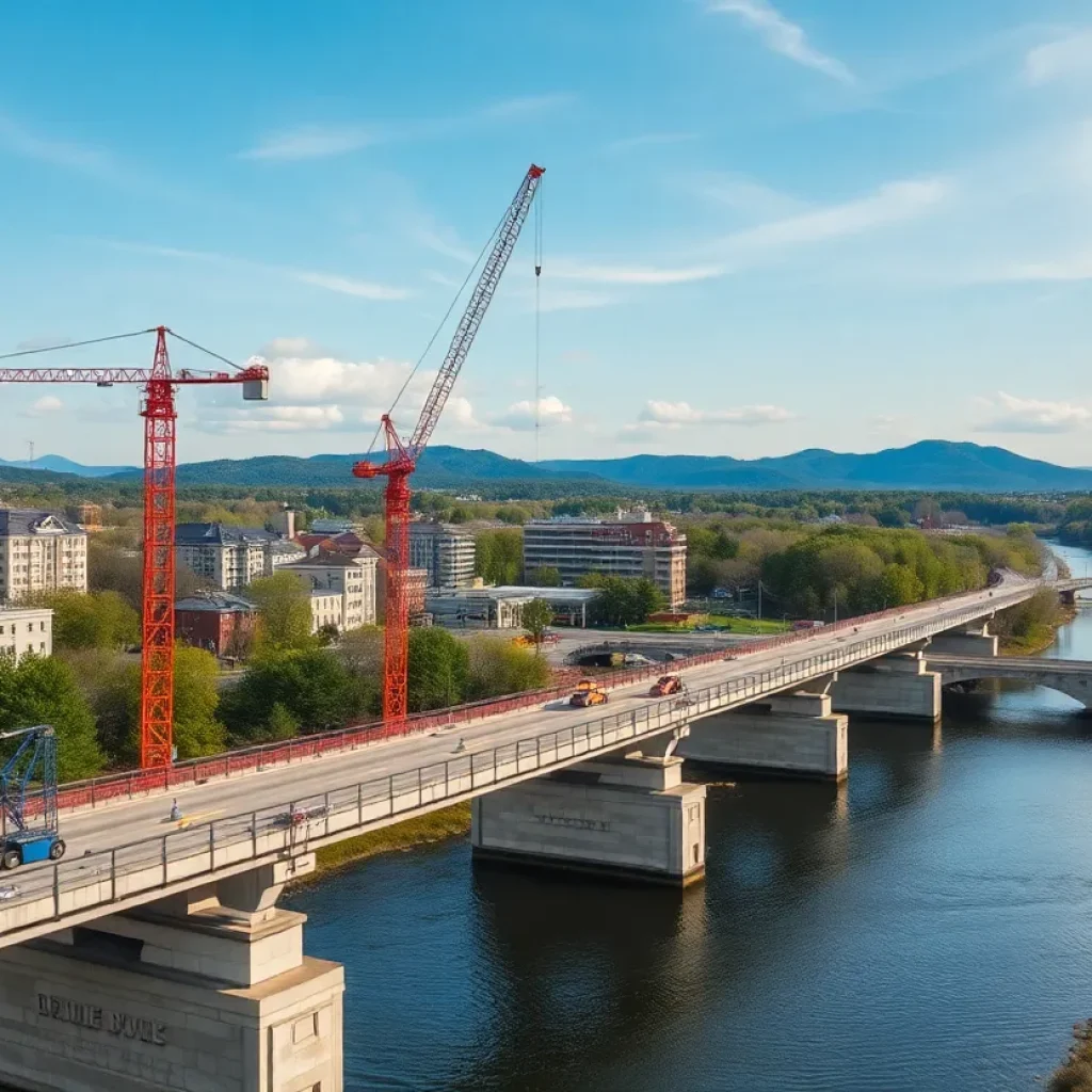 Construction of the I-26 Connector project over the French Broad River.