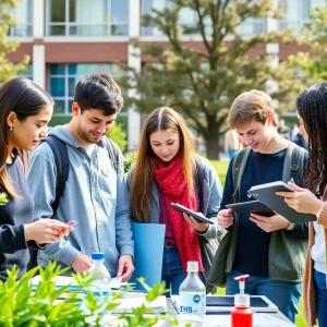 Students and faculty collaborating on research at UNC Asheville