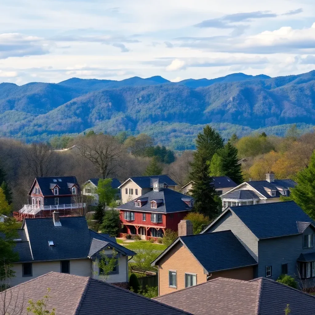 Residential area in Asheville showing a mix of housing types