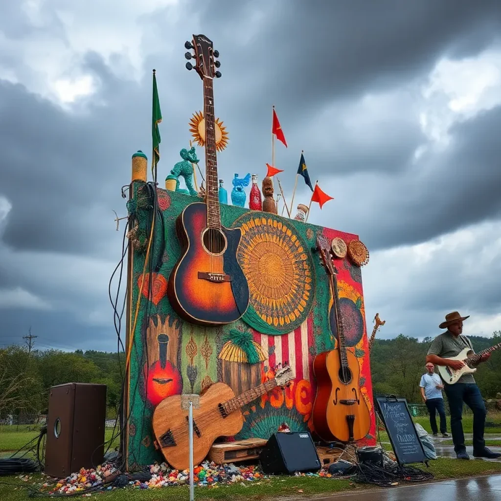 Vibrant artwork representing Asheville's artistic community during stormy weather.