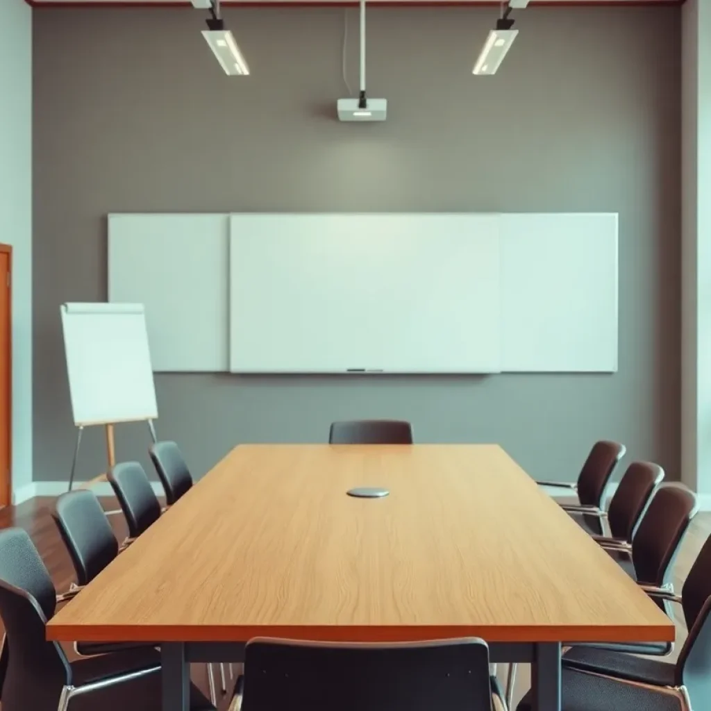 Board of education meeting room setup