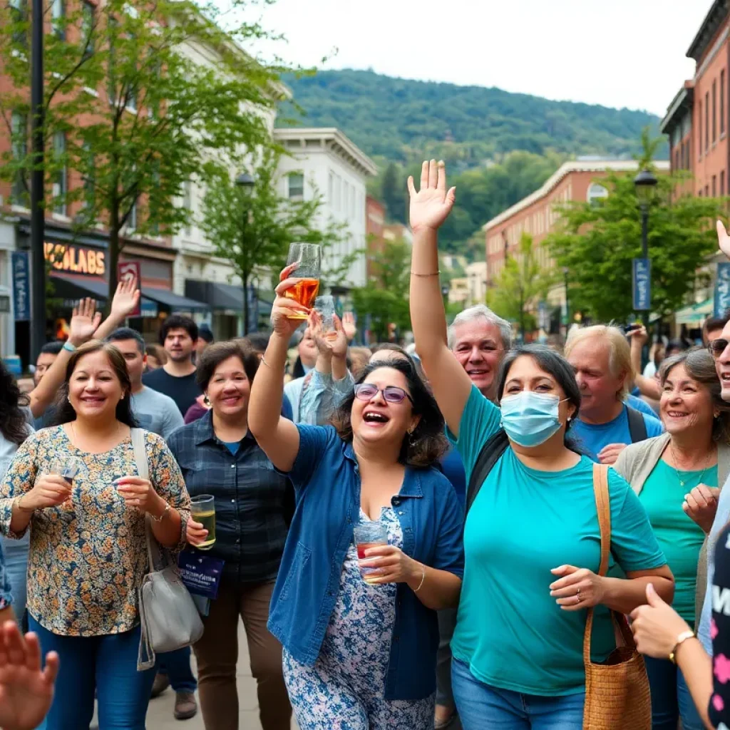 Residents of Asheville celebrating the end of the boil water advisory