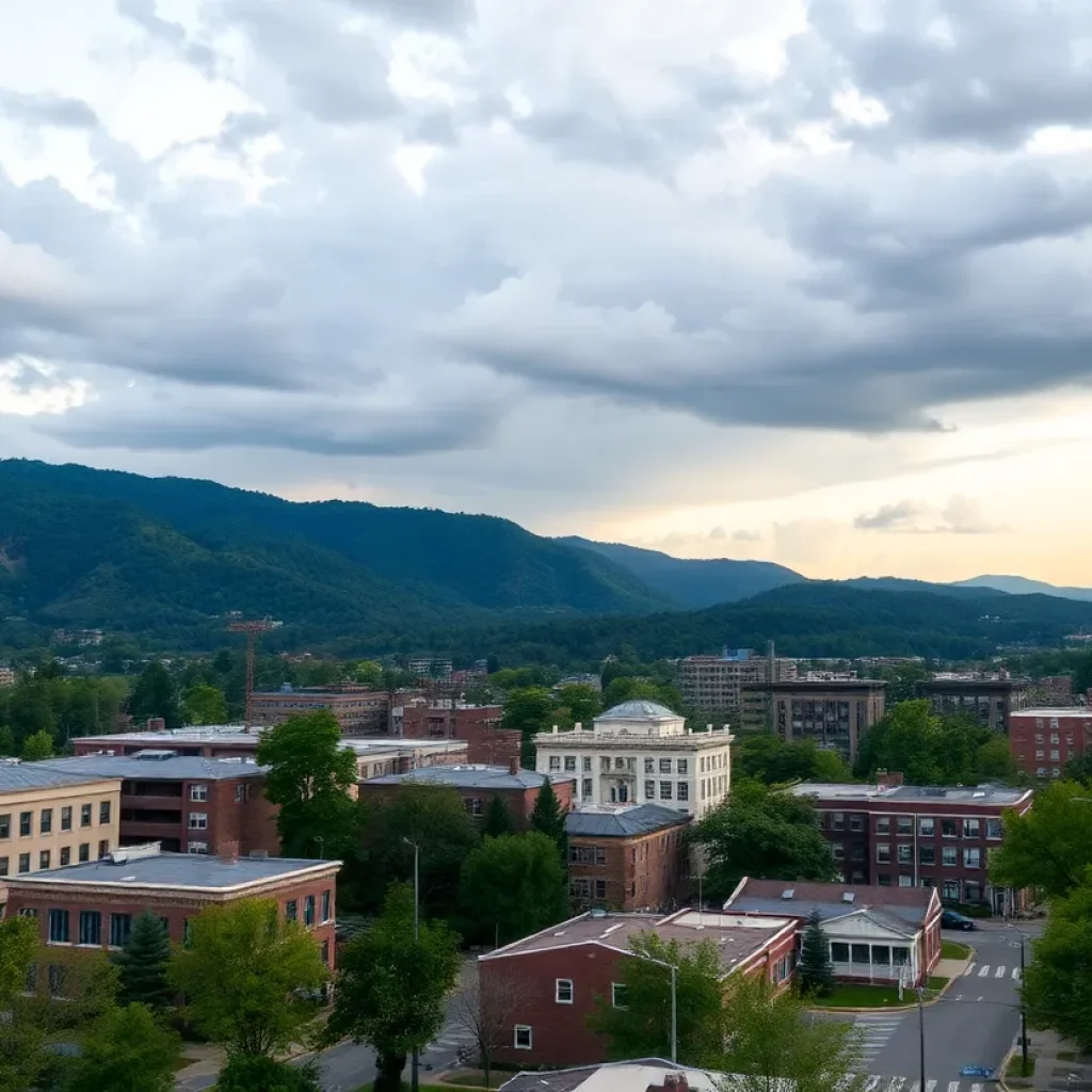 Landscape of Asheville recovering from Hurricane Helene.