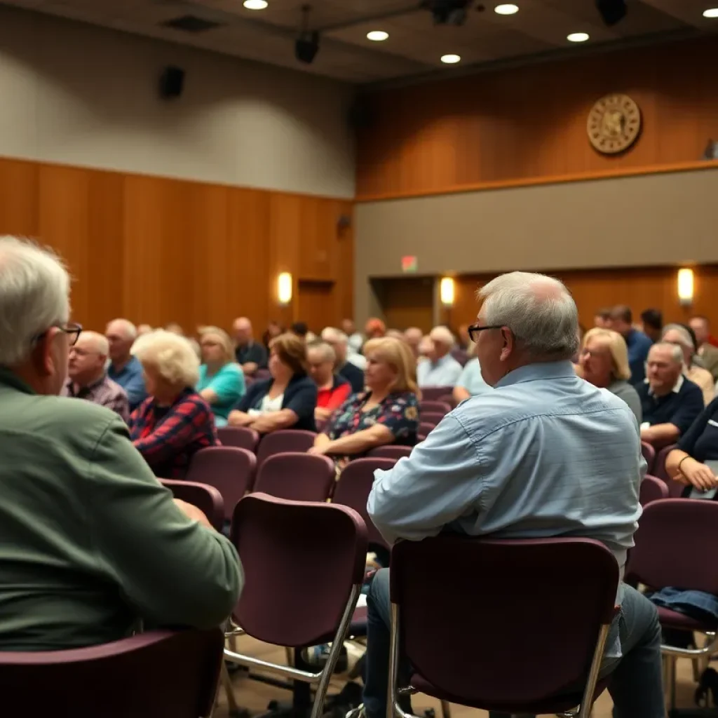 Asheville residents at a town hall meeting discussing economic concerns.