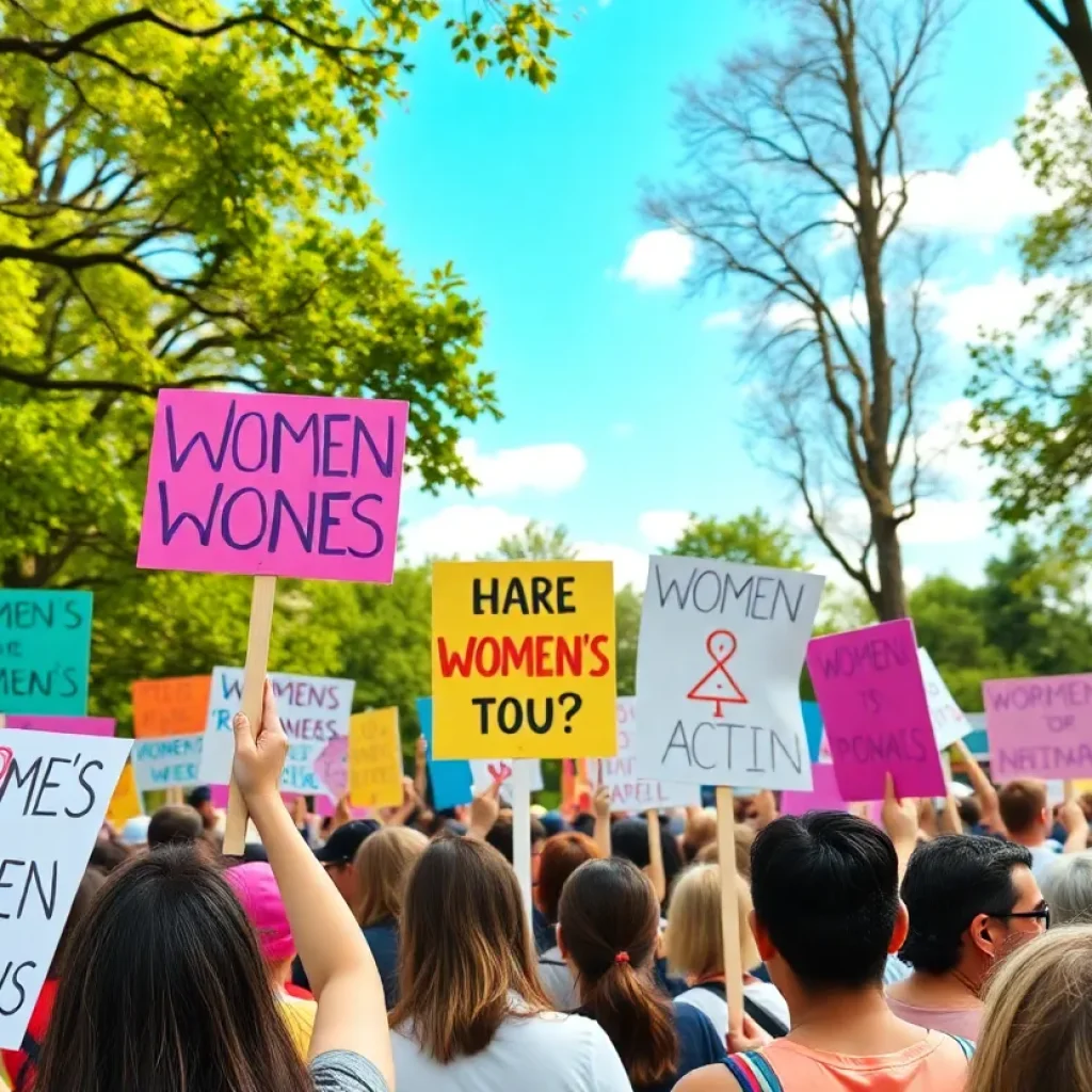 Crowd of participants at Asheville Women’s Rights March