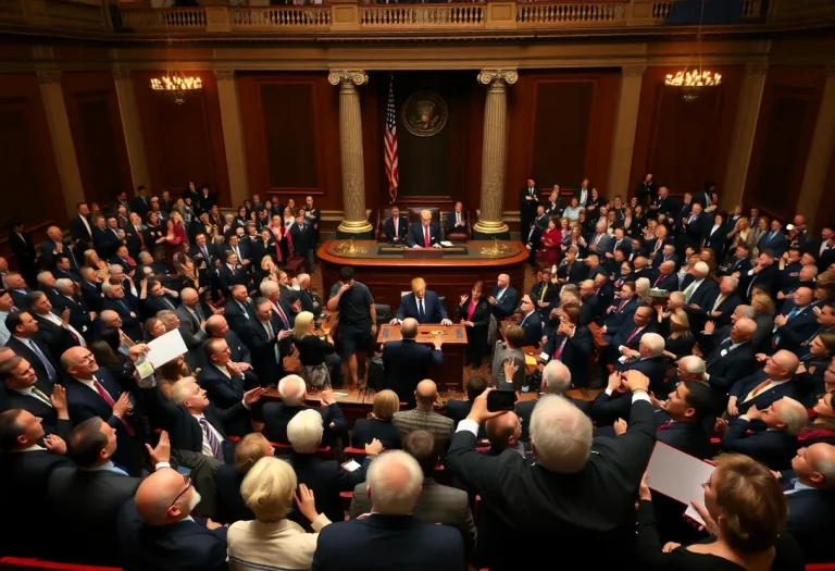 Congressional session during a presidential speech with mixed reactions