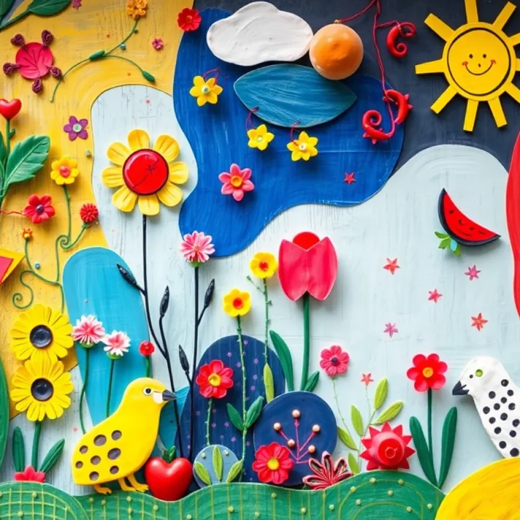 Colorful folk art inspired by nature and whimsy