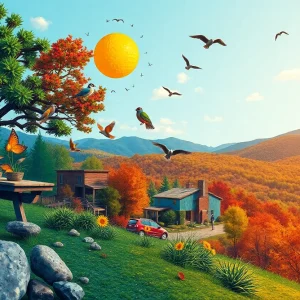 Art for Asheville competition graphic showcasing local artists and Blue Ridge Mountains.