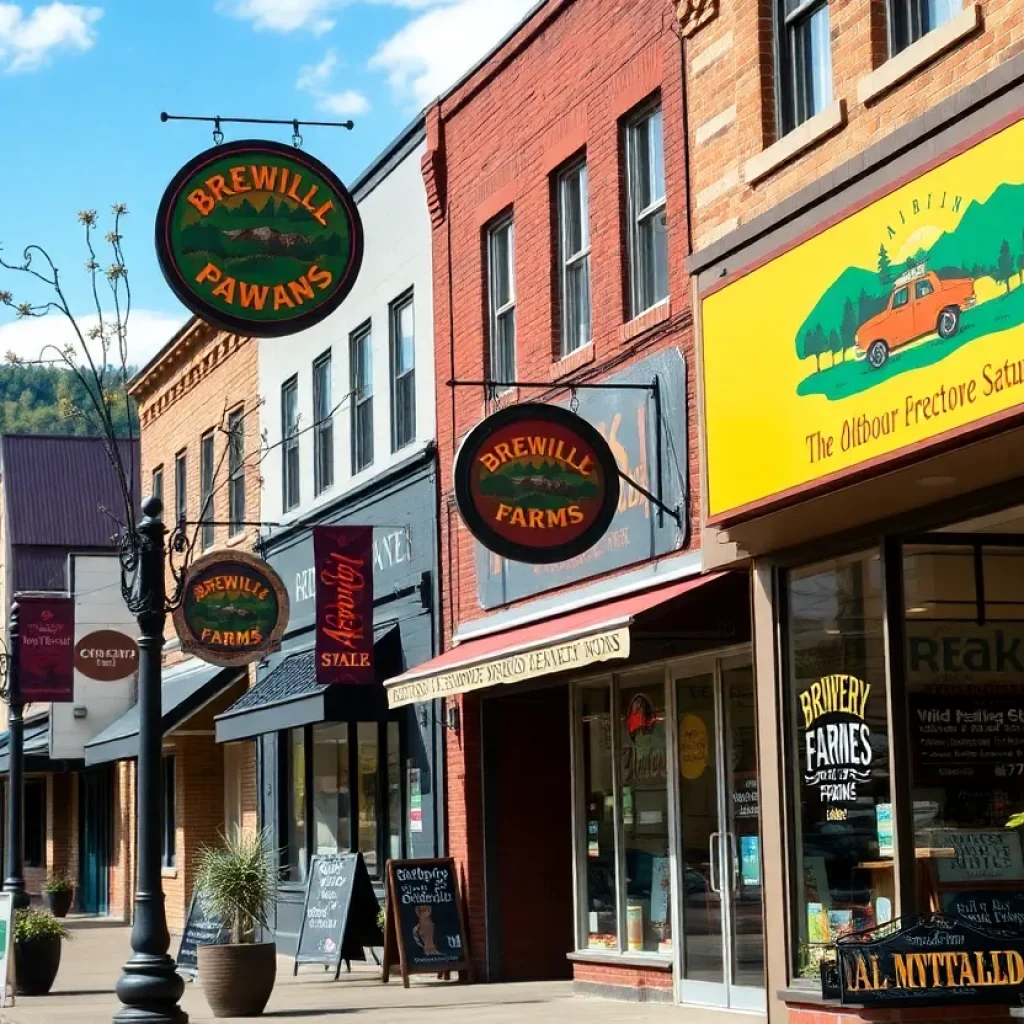 Vibrant business district in Asheville showcasing local businesses