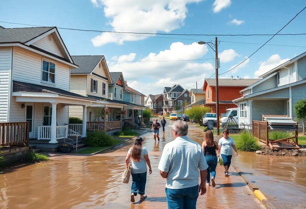 Community members working together to recover and restore Asheville after hurricane damage.