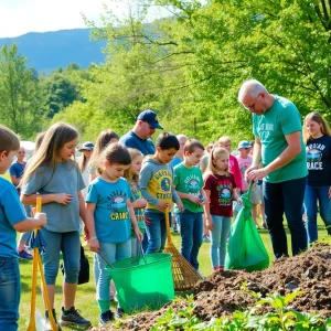 Families participating in Asheville Earth Day events
