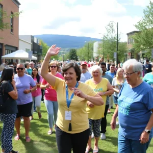 Asheville community members participating in Parkinson's awareness activities