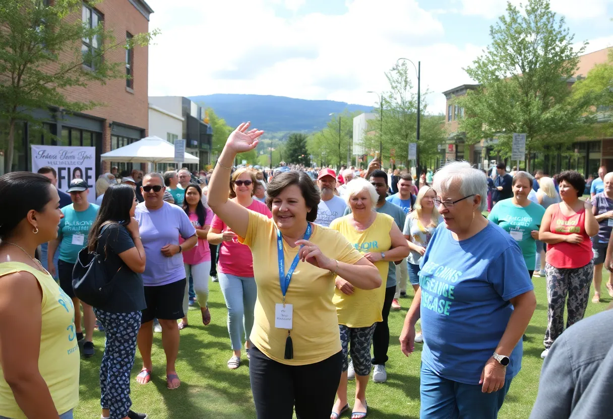 Asheville community members participating in Parkinson's awareness activities