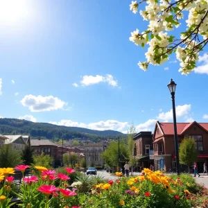 Scenic view of Asheville North Carolina showing warm weather
