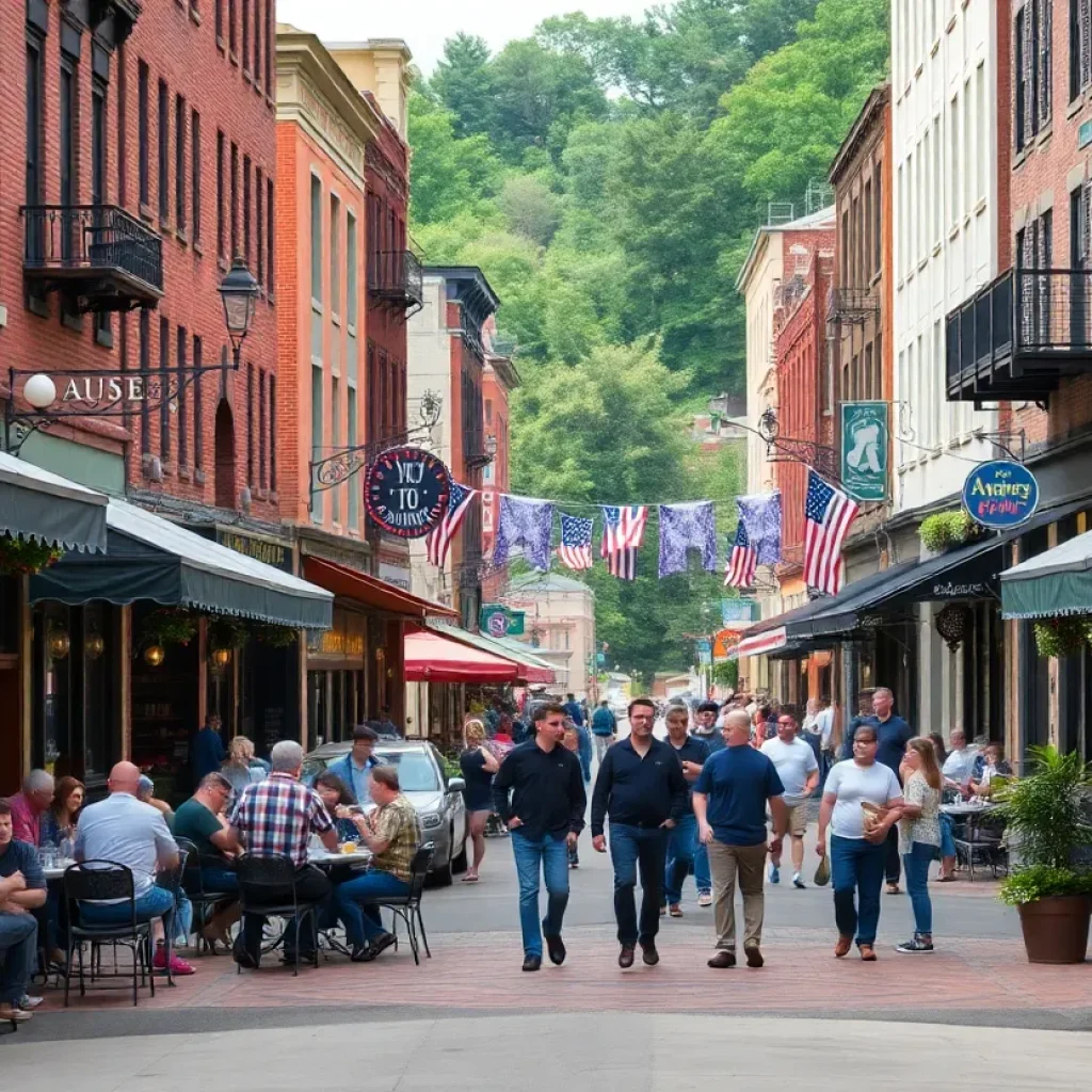 People enjoying a vibrant social district in downtown Asheville