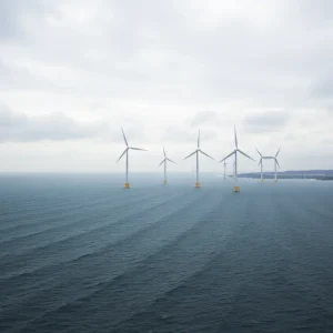 Offshore wind turbines representing renewable energy challenges
